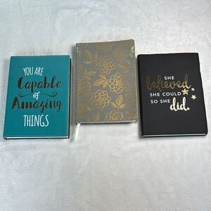 Inspirational Lined Blank Journal Bundle 3 Notebooks Quote Floral